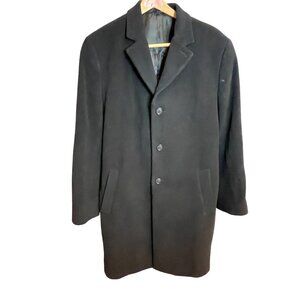 Hathaway Platinum Mens Wool Cashmere Blend Black Overcoat Sz 42R